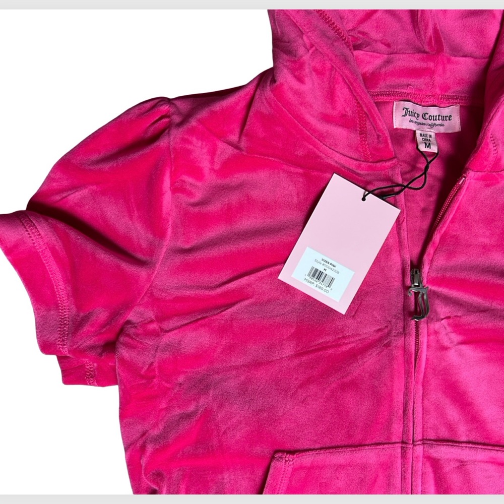 Juicy Couture Hot Pink Velour Shorts Set with Rhinestone Logo - Picture 13 of 16